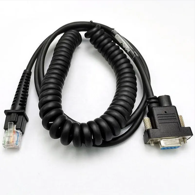 Retractable Spring RS232 Cable for Datalogic PD9530 PD8300 PD8330 PD9500 PM9500 PBT9300 Barcode Scanner 5V RS232 Cable Length 3M