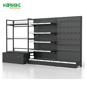 Highbright Multi-tier Beverage Display Rack with Slanted Shelves, Mesh Top Guard and Bottom <b>Drawer</b> Base for Supermarket - Product Image 3