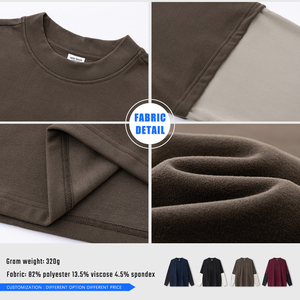 T-shirt vintage à manches longues pour homme, style streetwear, effet deux-pièces, en fibre Dralon, patchwork contrastant, design uni - Product Image 6