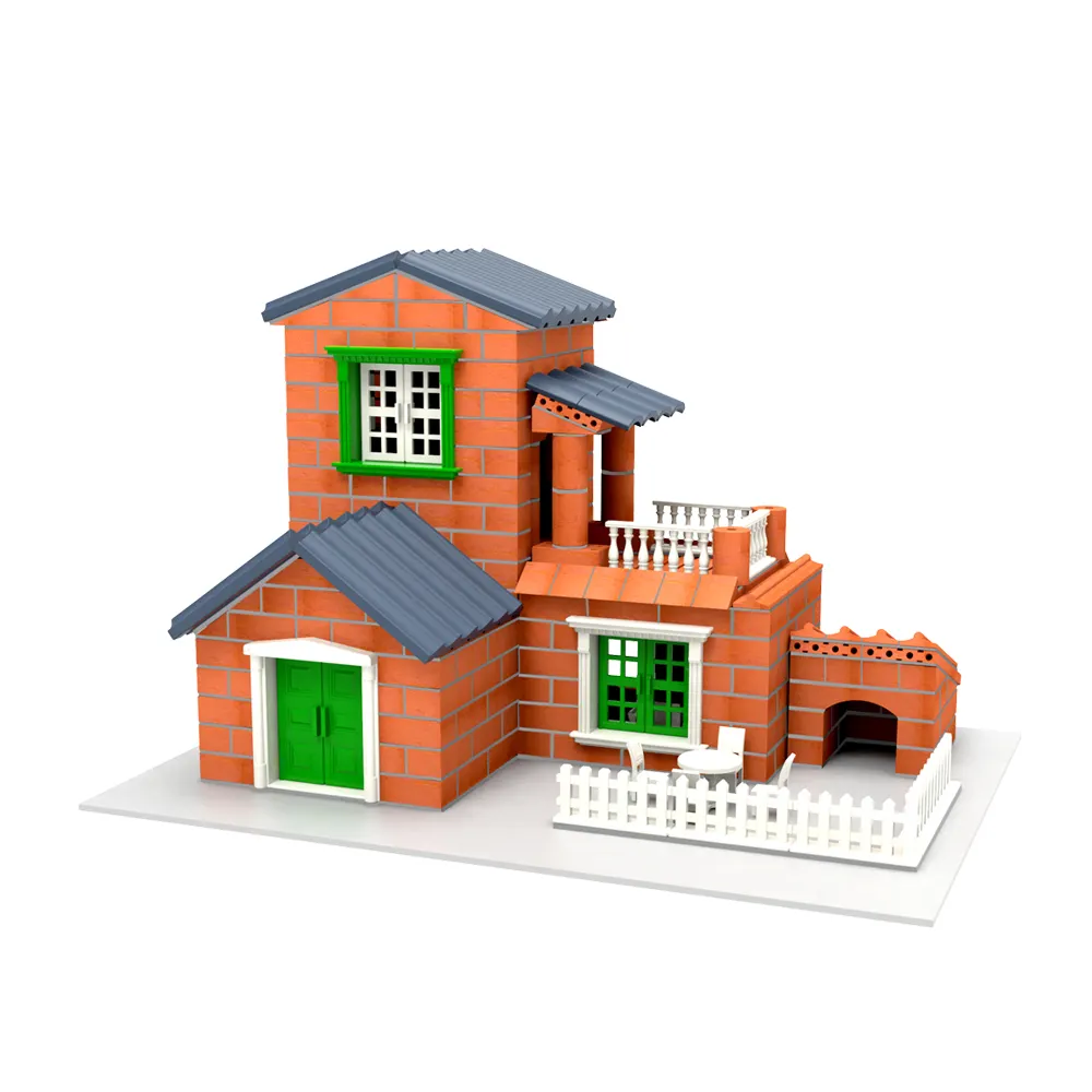 Mainan Balok Pembangunan Kreativitas Anak-anak, Hadiah Batu Bata Arsitektur Diy Rumah Mini Miniatur