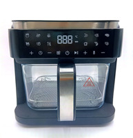 Friteuse à air électrique sans huile, moderne, carrée, en verre, à commande numérique, avec fonction grill, 5,1-6,0 L, à panier unique, économe en énergie, pour hôtels