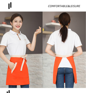 Customizable Unisex Korean-style <b>Half</b>-length Canvas <b>Aprons</b> Eco-friendly/Durable/Washable Custom Logo for Coffee Shops Cake Shops - Product Image 3
