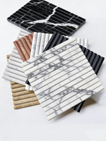 Carrelage en travertin, pierre naturelle, mosaïque de pierre, carrelage de crédence de cuisine, mosaïque de marbre cannelé pour la décoration murale intérieure