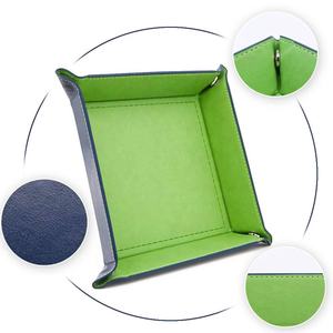 FACCUB Vassoio Portadadi Pieghevole in Pelle PU Intagliato a Mano, Organizzatore da Scrivania DND con Funzione di Contenitore per Monete/Chiavi - Product Image 3