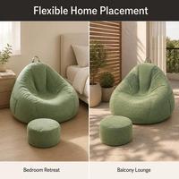 Fauteuil pouf moderne avec repose-pieds, siège confortable en tissu pour salon, chambre et maison