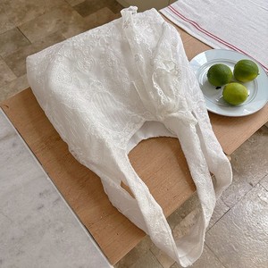 Bolso Tote de Lona con Encaje Estilo Coreano, Blanco, Bordado Suave, para Uso Diario, Verano 2025 - Product Image 3