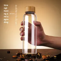 Vaso de Vidrio Sodalime Personalizado Premium con Tapa de Bambú Ecológica, Reciclable, para Uso Profesional en Oficinas