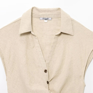 PB&ZA <span class=keywords><strong>Blusas</strong></span> <span class=keywords><strong>Plisadas</strong></span> Elegantes de Verano 2025 para Mujer, <span class=keywords><strong>Blusas</strong></span> Vintage sin Mangas, Camisas Femeninas, <span class=keywords><strong>Blusas</strong></span> Chic - Product Image 3