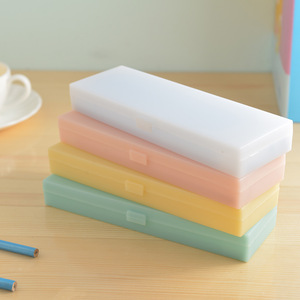 Plastic Transparent Pencil Storage Box 18L Covered Solid Color Stationery Organizer For Students School Use - Product Image 3