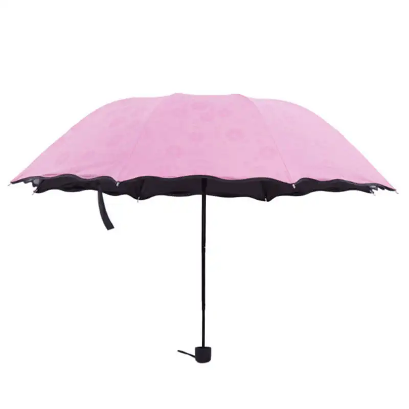 Meet Water Color Changing Flowers Pattern Printing Magic Umbrellas Rain UV 3 Paraguas plegable para mujer Diseñador