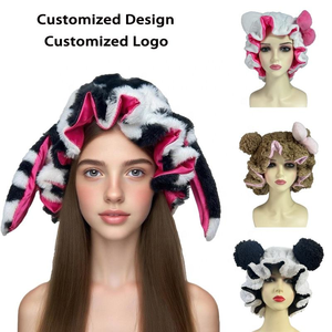 Cheetah Pattern Moda Furry Bonnet Satin Kid Double Layer Bonnet com orelhas - Product Image 5