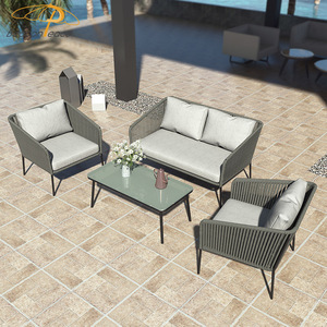 Ensemble de canapés 4 places modernes et imperméables, tissage de corde de meubles, ensemble de canapés de <span class=keywords><strong>jardin</strong></span> Villia pour cour extérieure en aluminium - Product Image 3