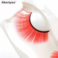 Abestyou yeni 1 çift 25-30MM göz lashes Cosplay japon balığı kırmızı renk sahte vizon kirpik