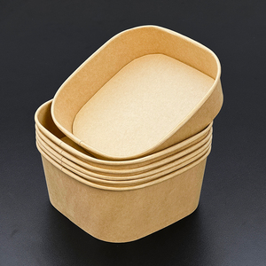 Bandeja de papel biodegradable desechable Rectangular personalizada de grado alimenticio, cuenco de embalaje, contenedor Bento cuadrado para ensalada de frutas con tapa - Product Image 2