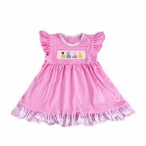 Abito Smockato a Mano con Topolino Cartoon, <span class=keywords><strong>Vestito</strong></span> Rosa a Quadretti per Bambine, Morbido Cotone Casual per Feste, Lunghezza al Ginocchio - Product Image 5