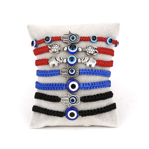Ensemble de bracelets en corde bleue faits à la main <span class=keywords><strong>pas</strong></span> chers, bijoux pour femmes et filles, <span class=keywords><strong>bracelet</strong></span> mexicain à nœuds en corde réglable - Product Image 1