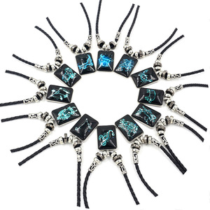 Pingentes do punk <span class=keywords><strong>rock</strong></span> meninos, joias de couro com zodíaco, colares pretos, vintage, luminosos, 12 constelações - Product Image 1