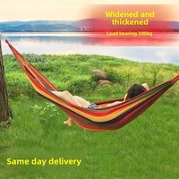 Hamac de camping extérieur avec poteau en bois, support incurvé anti-basculement, toile, pour une ou deux personnes, capacité maximale 300 kg, inclus