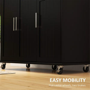 Mueble de Almacenamiento para Isla de Cocina DB, Moderno, Negro, con 1 Cajón y Ruedas, con Superficie Blanca para Uso en la Cocina - Product Image 2