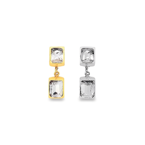 Pendientes Clásicos con Cristales de Estrás, Engaste Geométrico, Chapado en Oro de 22k, Aleación de Zinc, para Uso Diario de Mujer, E3384 - Product Image 1