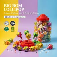 Sucettes XXL en gros, bonbons durs aromatisés aux fruits assortis en pot transparent pour présentation en magasin