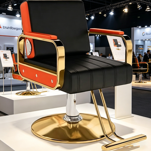 Chaise de salon de coiffure professionnelle avec pieds en métal et siège en cuir, levage hydraulique pour salon de coiffure professionnel - Product Image 5