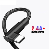 Robustes Geflochtenes 2.4A USB-zu-Typ-C-Schnellladekabel mit 90-Grad-Winkel für Mobile Daten