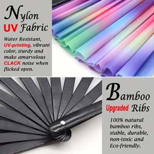 Éventail à main personnalisé imprimé grand format 13 pouces en bambou, lumière UV néon, nylon Kongfu écologique avec technique de peinture durable, nouvelle arrivée - Product Image 4