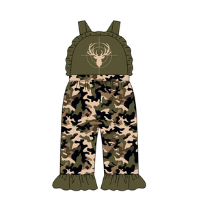 Custom Casual Hunting Camouflage Summer Kids Ruffles Wide-leg Long Pants Jumpsuit Baby Bodysuit Fashion <b>Sister</b> Clothes - Product Image 3