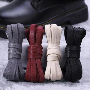 WEGOODZF Lacets de chaussures habillées plats en polyester ciré de 7mm de large personnalisés Paire de lacets de randonnée pour bottes et chaussures en cuir - Product Image 1