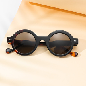 Yuvarlak güneş gözlüğü laminasyon asetat güneş gözlüğü UV400 koruma Retro perçin Vintage güneş gözlüğü Unisex erkekler ve kadınlar için - Product Image 1