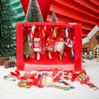 Factory Direct OEM Christmas Candy Lollipop Box-Hard Sweet Coated Fruity Gummy Candy Canes with Sugar Snack