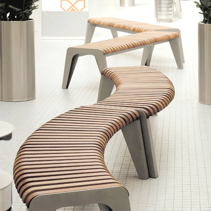 Panchina del parco di strada personalizzata in fabbrica centro commerciale panca in legno di recupero parco all'aperto 3 posti sedia da giardino lunga per il tempo libero