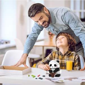 कार्टून प्यारा पशु पांडा माइक्रो-कण डिय मॉडल प्लास्टिक ब्लॉक सूक्ष्म ईंट खिलौना उपहार जुगुएटेस - Product Image 6