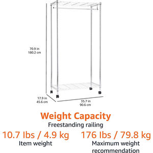 <b>Folding</b> Garment Rack / Clothes Hanger Rack / Portable <b>Wardrobe</b> / Clothes Storage Rack / Bedroom Closet Organizer / With Dust Cov - Product Image 3