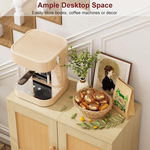 Buffet <span class=keywords><strong>d</strong></span>'appoint en bois style bohème pour petits espaces, avec porte en rotin, MOQ 300, pour salon - Product Image 2