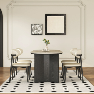Ensemble <span class=keywords><strong>de</strong></span> <span class=keywords><strong>table</strong></span> à manger rectangulaire en bois moderne et durable avec 6 chaises pour hôtel, villa ou appartement - Product Image 3