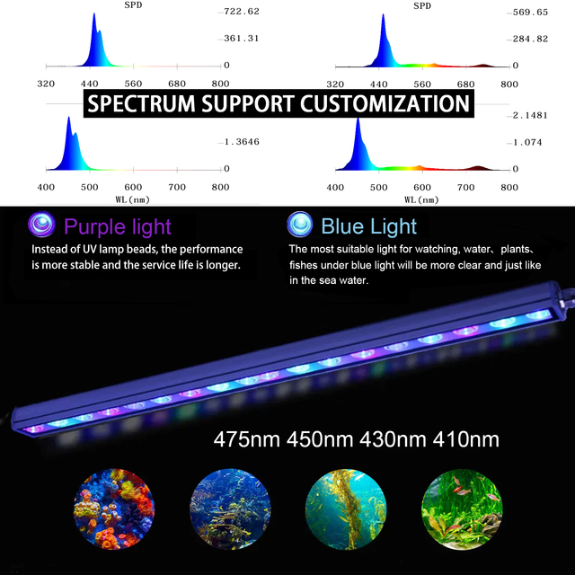Liweida Aquarium LED Light Bar IP65 Waterproof High Brightness Blue Marine Reef Light 5W WiFi Knob Dimming