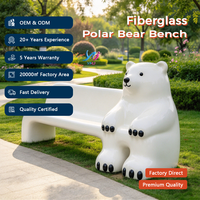 Banc en fibre de verre en forme d'ours polaire commercial, personnalisé, pour l'extérieur, idéal pour centres commerciaux, hôtels, parcs à thème, écoles, hôpitaux