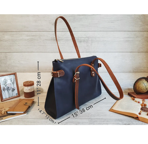 Handmade Leather Shoulder <b>Bag</b> for Women Large <b>Tote</b> <b>Teacher</b> Laptop <b>Bag</b> with Zipper Personalized Handbag Gift for Her - Product Image 4