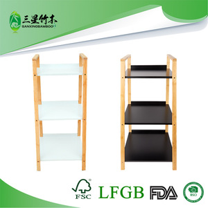 Estante de almacenamiento de bambú, diseño simple, estantería de madera maciza, almacenamiento para estudio, dormitorio, de pie, de tres niveles, multicapa - Product Image 5