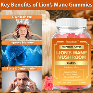 Rosebest, fabricant chinois, formule de saveur personnalisée, logo, emballage, supplément de gommes à mâcher à l'ashwagandha et aux champignons Lion's Mane avec vitamines - Product Image 4