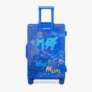 GEMULIN, equipaje con estampado único personalizado, dibujo <span class=keywords><strong>de</strong></span> color azul personalizado, Maleta <span class=keywords><strong>de</strong></span> <span class=keywords><strong>viaje</strong></span>, gran capacidad, juego <span class=keywords><strong>de</strong></span> alta calidad, 4 piezas - Product Image 4