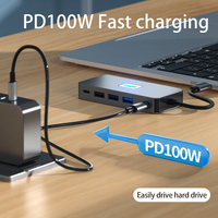 Station d'accueil USB-C Justlink 7-en-1 avec double HDMI 4K 30Hz, USB 3.0 5 Gbps et charge PD 100W pour ordinateur portable