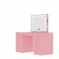 Nouveau mobilier moderne le plus vendu équipé d'un haut-parleur Bluetooth Coiffeuse rose avec table de toilette de maquillage éclairée par LED