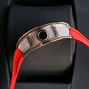 Montre de luxe pour homme, mécanique squelette, plaquée or rose, avec tourbillon et diamants de qualité supérieure en forme de barillet, durable - Product Image 2