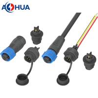 Conector de Cable Impermeable IP68 Macho-Hembra de 3 Pines para Montaje en Panel de Caja de Control PCB