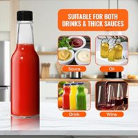 Bouteille en verre vide ronde de 5 oz pour sauce piquante, avec bouchon à vis, couleurs personnalisées, sérigraphiée, pour vinaigrette, sauce tomate, ketchup