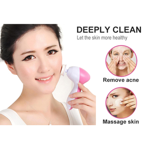 Electric Plastic Foam Facial Cleansing <b>Brush</b> with Ultrasonic Deep Cleaning Technology Eco-Friendly 2 AA Battery <b>Powered</b> - Product Image 4