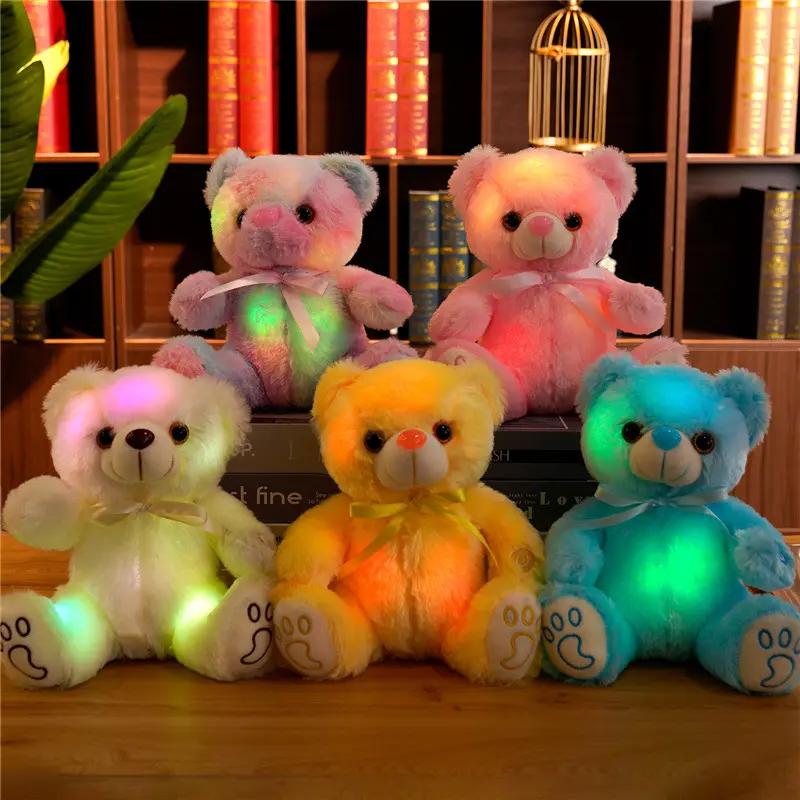 Best Selling 8" Multi Colors Fluffy Cute LED Glowing Stuffed Teddy Bear Plush Toys Kids Girls Gifts